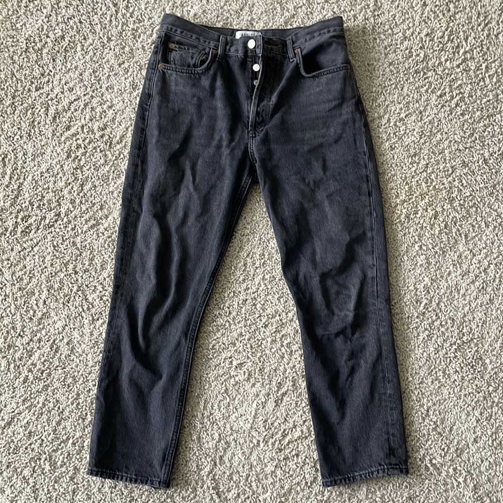Agolde Riley crop jeans in edit black